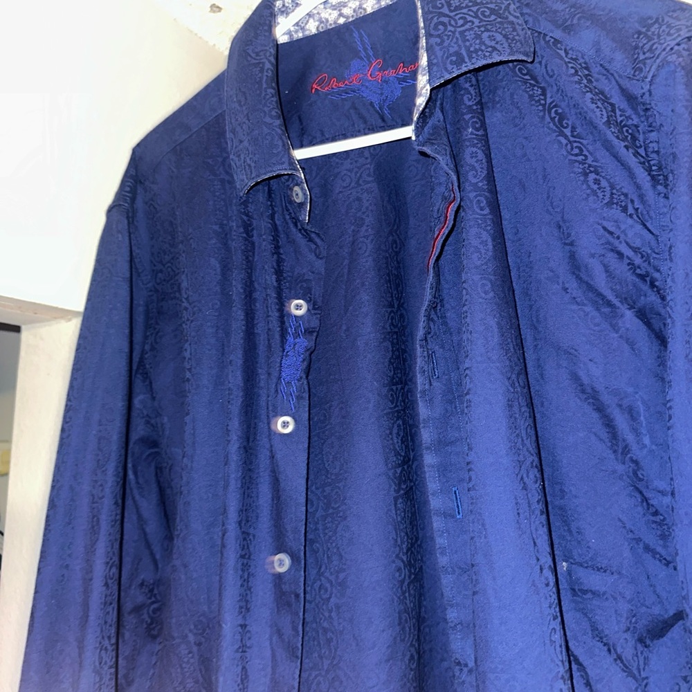 Robert Graham Navy Embroidered Shirt